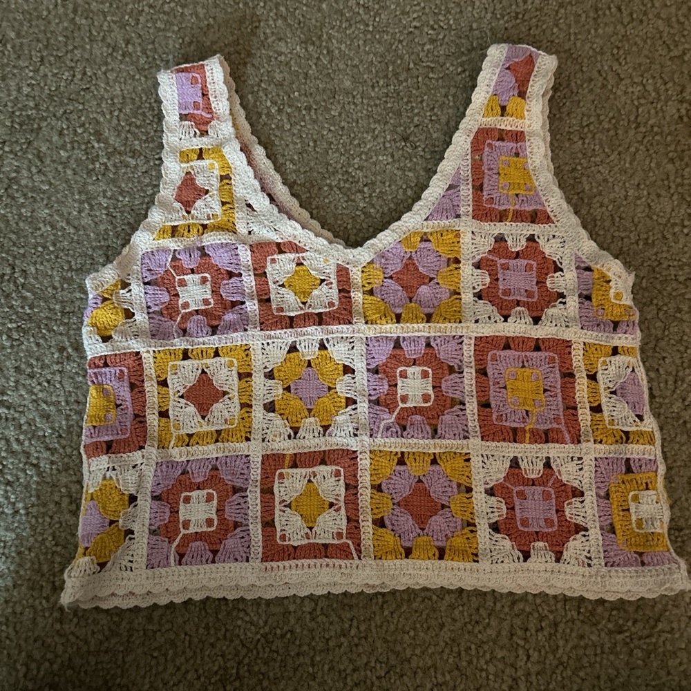 Rebellion Multicolor Crochet Crop Top - Picture 2 of 5